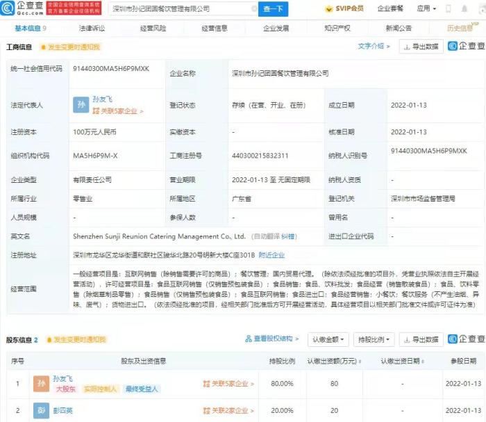 企查查截圖。