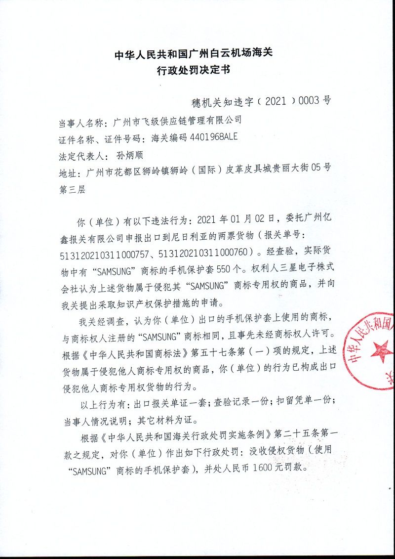 處罰決定書【2021】0003-1