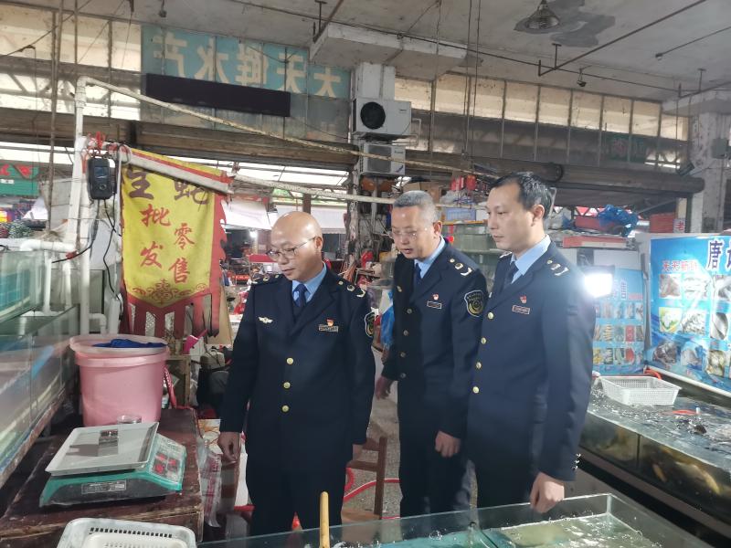 廣西融安縣：守護(hù)計(jì)量精準(zhǔn)  共促消費(fèi)公平_3月7日，融安縣市場(chǎng)監(jiān)督管理局執(zhí)法人員對(duì)集貿(mào)市場(chǎng)內(nèi)的計(jì)價(jià)秤開(kāi)展檢查.jpg_608691b7b891417bbb237e4dcd54413c.jpg